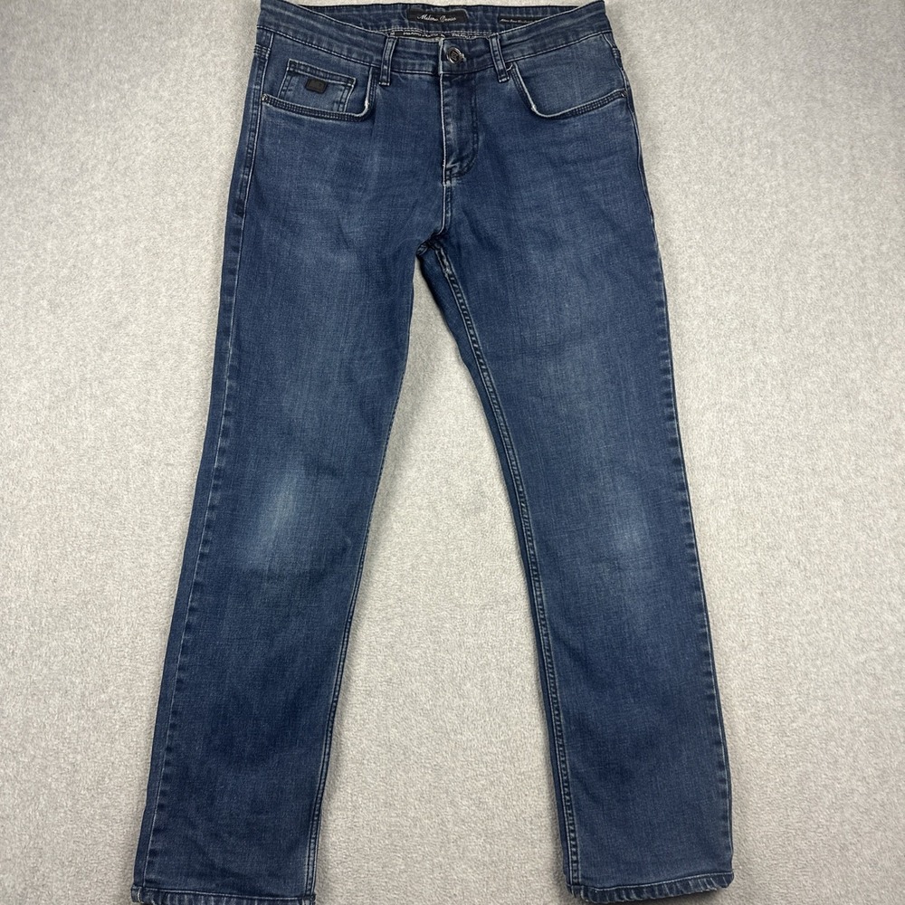 Milano Denso‎ Jeans Mens 34 (33x29) Blue Slim Straight Denim Stretch Dark Wash